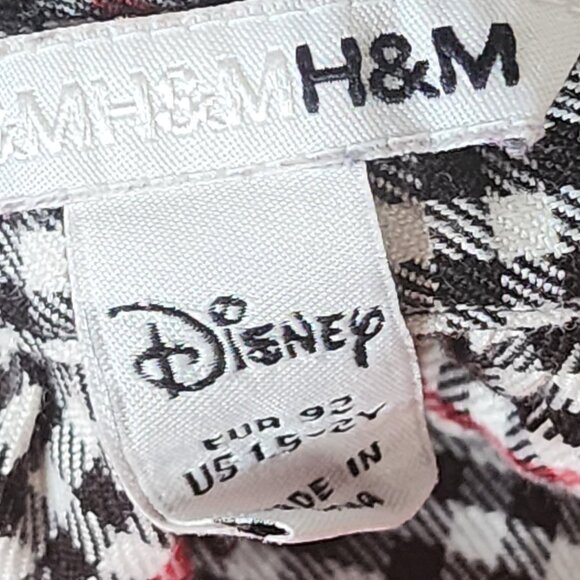 H&M x Disney Black Red White Minnie Mouse Embroid Plaid Adj Waist Pleat Skirt 2Y - Picture 13 of 16